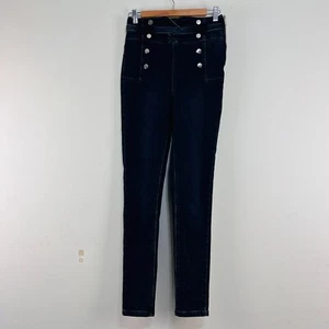 Karen Millen Dark Blue Jeggings Skinny Jeans Double Button UK 10 US 6 EU 38 - Foto 1 di 13