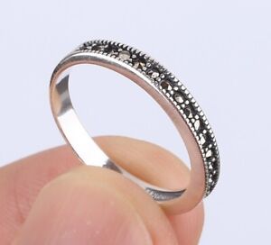 MARCASITE SIMULATED .925 SOLID STERLING SILVER RING SIZE 6.5 #17367