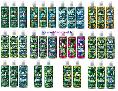 Faith In Nature Shampoo, Conditioner & Body Wash / Shower Gel Range 400ml