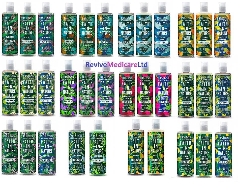 Faith In Nature Shampoo, Conditioner & Body Wash / Shower Gel Range 400ml - Image 1 of 1