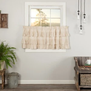 Simple Life Flax Natural Ruffled Tier Set of 2 L24xW36 LINED VHC BRANDS - Picture 1 of 8
