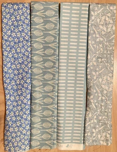 Vintage Lot of 4 Fat Quarters Cotton Fabric Light Blues Lot #4 - Picture 1 of 3