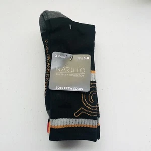 Naruto Shippuden Crew Socks 3 Pack Boys Shoe Size 5-8 NWT Anime - Picture 1 of 5