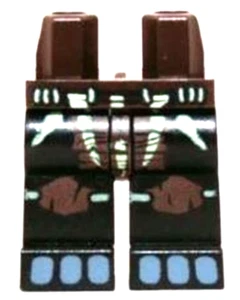 LEGO New Dark Brown Minifigure Legs Loincloth Knee Pads Sand Blue Toes D492 - Picture 1 of 2