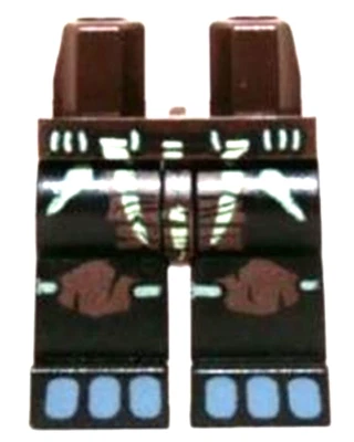 LEGO New Dark Brown Minifigure Legs Loincloth Knee Pads Sand Blue Toes D492 - Image 1 of 2