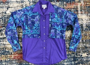 Vintage Rockmount Ranch Wear Womens Sz Large Western Pearl Snap Shirt USA Made - Picture 1 of 15