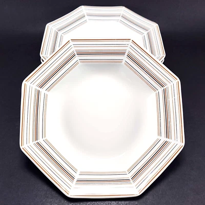 3 tazones de sopa de ensalada de brandy toscana Japón marrón rayas negras minimalista 8 7/8" Foto 1 de 4