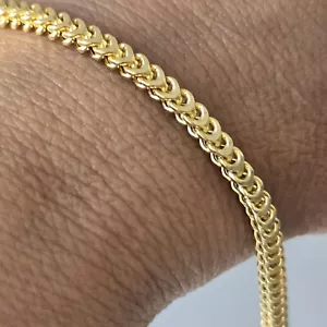 Womans Real 14k yellow gold 3 Mm Franco Bracelet 7 inches long - Picture 1 of 20