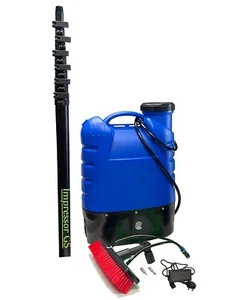 Fensterreinigungssystem - 35 Fuß Teleskop Wasser zugeführte Stange/Bürste & Rucksack - Bild 1 von 4