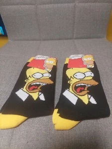 2 Pairs The Simpsons Socks Homer Simpson - Cult Animated TV Series - Picture 1 of 3