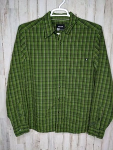 Marmot Shirt Green Plaid Casual Button Up Size Medium Outdoor Hiking Comfort - Picture 1 of 11