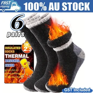 6 Pairs MERINO WOOL THERMAL HEAVY DUTY EXTRA THICK Quality WORK SOCKS Wool AUS - Picture 1 of 12