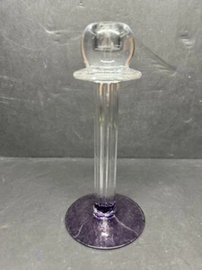 Kosta Boda Gunnel Sahlin Art Glass 69021 8” Candlestick Holder Purple Signed - Picture 1 of 11