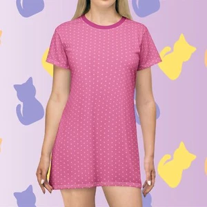 Cute Women's Pink Polka Dot Dress - Picture 1 of 25