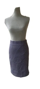 Andrea Jovine Women Pencil Skirt blue White print Preppy size 4 - Picture 1 of 11