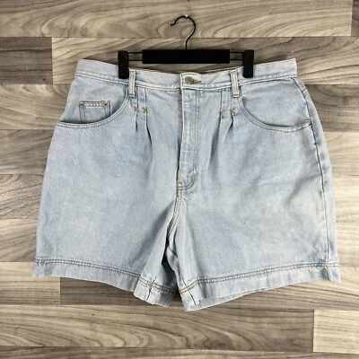 No Excuses Jean Shorts Sz 36/22 W Blue High Waisted Rigid Denim Mom Vintage 90s - Image 1 of 4