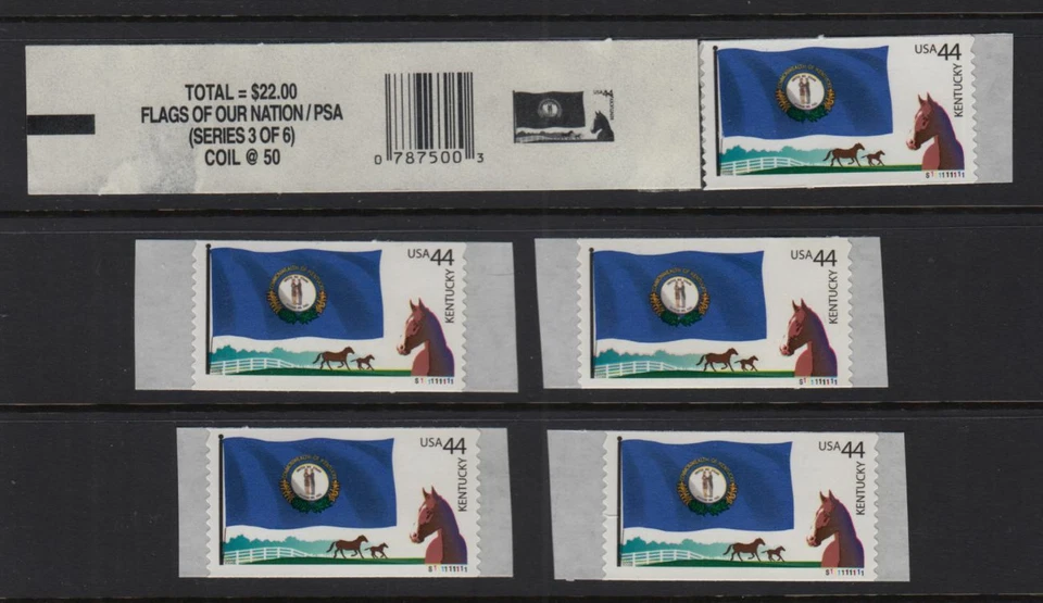 2008 Flags of Our Nation MNH Sc 4293 plate number leader strip, single lot FOON - Image 1 of 1