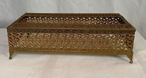 Vintage Gold Filigree Ornate Hollywood Tissue Box Holder