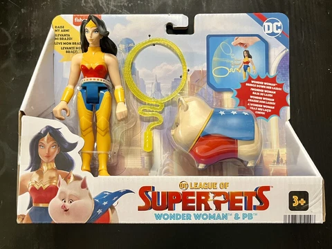 New DC League of Super Pets Wonder Woman w/Lasso & PB The Pig NIP Cover