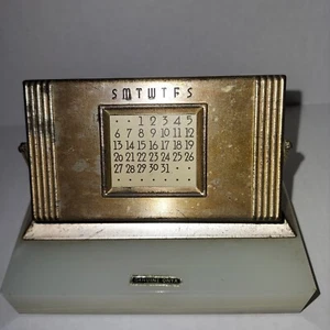 Vintage 50 Year Brass Calendar W/ Onyx Base - Picture 1 of 12