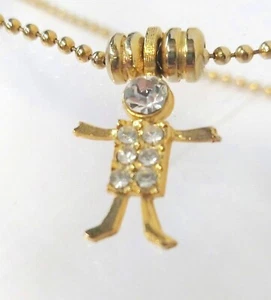 1" Vintage EE. UU. KIS Abril Piedra de Nacimiento Transparente Rhinstone Niño Tono Dorado Dije - Imagen 1 de 3