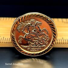 9ct YELLOW GOLD HALF St George SOVEREIGN-Size RING CLASSIC Coin Dragon Slayer