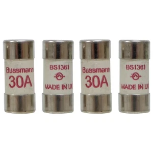 4 x 30 Amp Consumer Unit Fuse Box Fuses 30A BS1361 Cooker Ring Cooper Bussmann - Picture 1 of 3