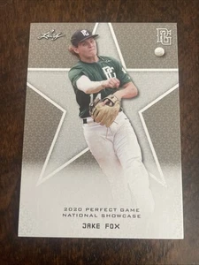 JAKE FOX 2020 "1ST EVER PRINTED" LEAF PERFECT GAME ROOKIE CARD #52! MINT! - Picture 1 of 2
