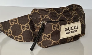 Gucci Maxi GG Logo BrownNylon Belt Bag 767934 Italy New - Picture 1 of 14