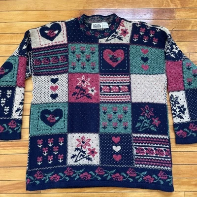 Suéter Vintage Ediciones Básicas Años 90 Talla XL Floral Cottagecore Hecho en EE. UU. Foto 1 de 4