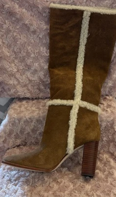 Bota alta LAUREN Ralph Lauren Aubri de piel marrón claro para mujer talla 9,5 precio de venta sugerido por el fabricante 350 USD Foto 1 de 2