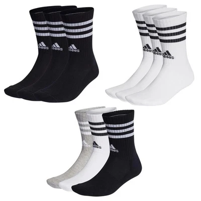 Adidas Unisex Socks, 3 Pack - 3-Stripes Cushioned Crew, Logo, Stripes, G... - Image 1 of 4