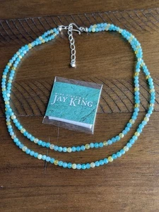 Jay King DTR 925 Silver Blue Amazonite Yellow Citrine Necklace 18”+2”. - Picture 1 of 7