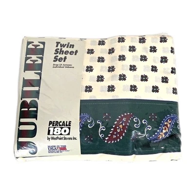 Juego de sábanas gemelas Jubilee de colección Haddington percal 180 TC floral cachemira EE. UU. Nuevo de Lote Antiguo  Foto 1 de 4