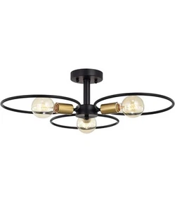 Lucina 3-Light Semi Flush Ceiling Light, Matte Black, by Tiffany - Picture 1 of 8