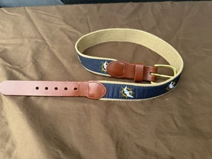 Boy's Leather Man Ltd Nautical Belt SIZE 28 Cotton Canvas Blue Fishing Beach - Picture 1 of 4