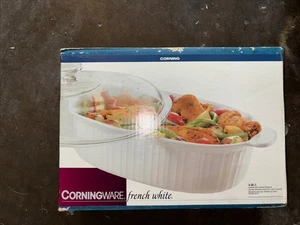 CorningWare French White 4 Qt Covered Oval Roaster / Casserole Dish, NOS, 1995 - Picture 1 of 7