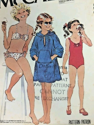 Vintage 1970s McCall's 6556 Girl Bikini Swimsuit Cover-Up Sewing Pattern Size 7 - Image 1 of 3
