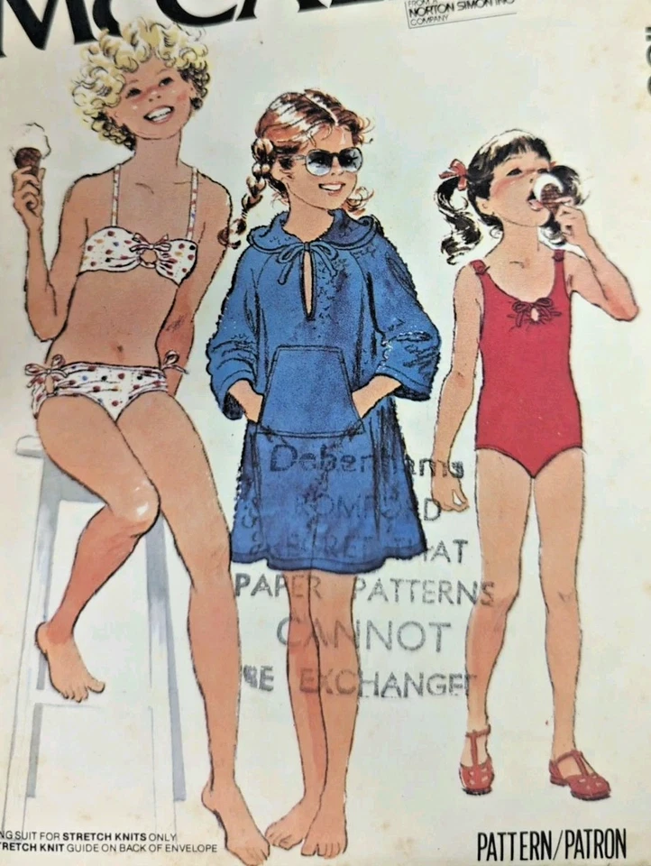 Vintage 1970s McCall's 6556 Girl Bikini Swimsuit Cover-Up Sewing Pattern Size 7 - Image 1 of 3
