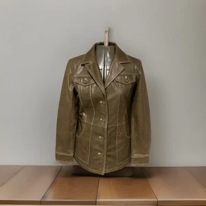 Vintage Wilsons Leather Maxima Damen Ledermantel Olivgrün J Tasche M - Bild 1 von 13