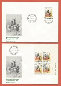 FINLAND – FDC – 1977 – VOLLEYBALL – Scott #602 – SINGLE + BLOCK - 2 COVERS - Picture 1 of 1