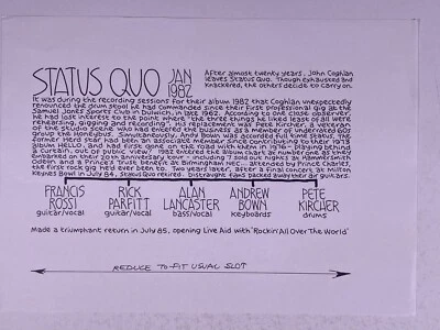 Status Quo 1982 Pete Frame Rock Family Tree Twig From The Archive - Image 1 of 4
