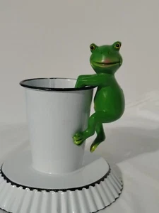 Hanging Frog Mini Figurine Garden Flower Pot Hopper Fun Green Deco - Picture 1 of 1