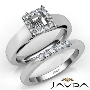 Filigree U Prong Princess Diamond Engagement Semi Mount Ring Bridal Set 0.42Ctw - Picture 1 of 29