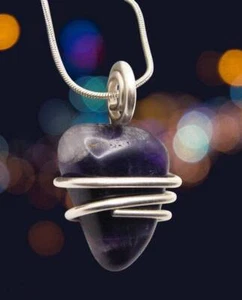 Handmade Crystal Jewelry African Amethyst Pendant Real Crystals Purple #15 - Picture 1 of 4