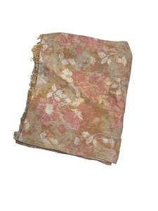 VTG Antique Pink White Floral Wool Coverlet Piece Cutter Crafting 56"x34" - Picture 1 of 6
