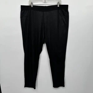 Karen Kane Faux Leather Legging Pants Plus Size 3X Black Stretch Elastic Waist - Picture 1 of 9