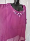 Lovely Purple Floral Beaded Box Kaftan Top Size 22 Cover Up