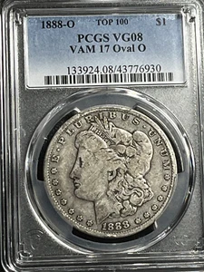 1888-O Morgan Silver Dollar, TOP 100 PCGS VG 08, VAM 17 OVAL O, EXTREMELY RARE. - Picture 1 of 2