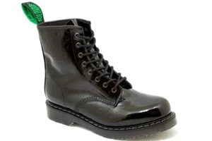Zapatos Solovair NPS Hechos en Inglaterra 8 Agujeros Negro QQ Burbuja Alto Brillo Derby Bota - Imagen 1 de 55
